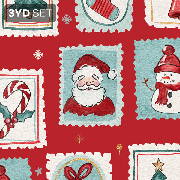 DTP 코튼 크리스마스 스탬프 원단 L - 3YD 1세트 (EYPD-D76)