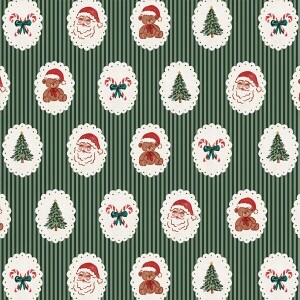 DTP 코튼 크리스마스 도일리 스트라이프 원단 (그린) S (EYPD-D79) (1/2Yd)