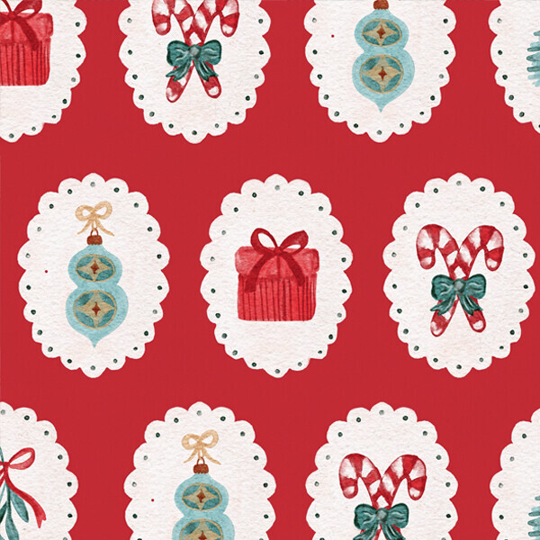 DTP 코튼 크리스마스 도일리 원단 (레드) L - 3YD 1세트 (EYPD-D80)