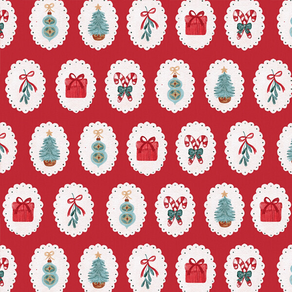DTP 코튼 크리스마스 도일리 원단 (레드) S (EYPD-D81)