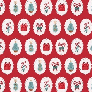 DTP 코튼 크리스마스 도일리 원단 (레드) S (EYPD-D81) (1/2Yd)