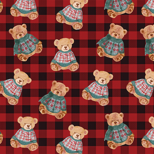 DTP 코튼 니트 베어체크 원단 (EYPD-D83)