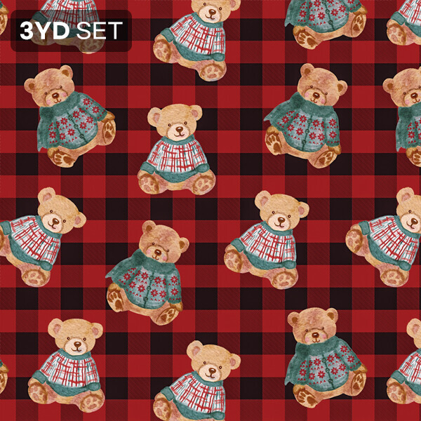 DTP 코튼 니트 베어체크 원단 - 3YD 1세트 (EYPD-D83)