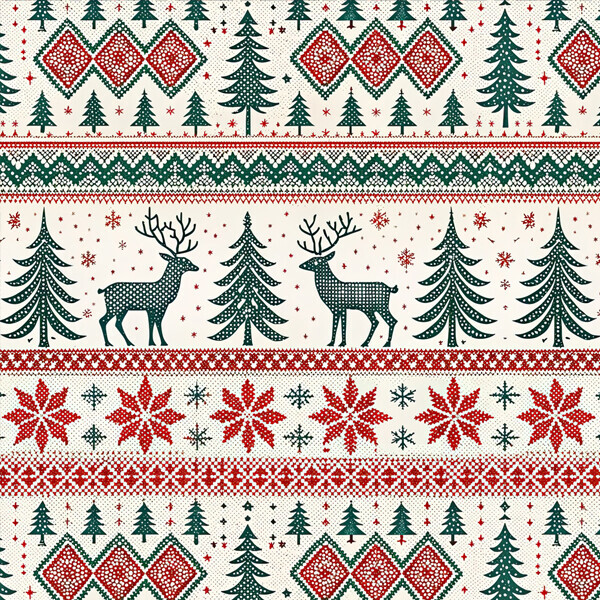 DTP 코튼 노르딕 스웨터 패턴 원단 (아이보리) (EYPD-D85)