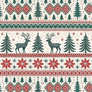 DTP 코튼 노르딕 스웨터 패턴 원단 (아이보리) (EYPD-D85) (1/2Yd)