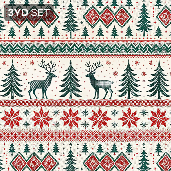 DTP 코튼 노르딕 스웨터 패턴 원단 (아이보리) - 3YD 1세트 (EYPD-D85)