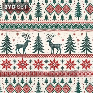 DTP 코튼 노르딕 스웨터 패턴 원단 (아이보리) - 3YD 1세트 (EYPD-D85) (개)