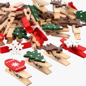 크리스마스 장식 나무클립 50개 세트 (set)