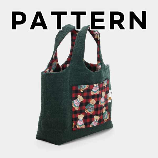 [바이핸즈] 퀼트도안 - 베어체크 리버서블 에코백