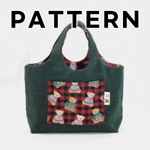 [바이핸즈] 퀼트도안 - 베어체크 리버서블 에코백 (개)