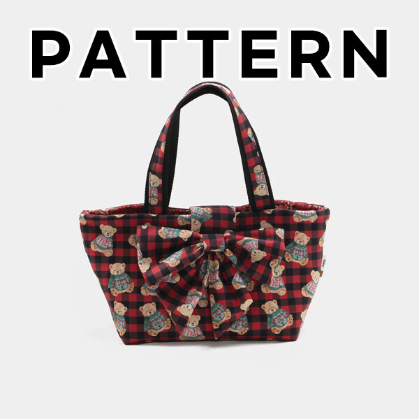 [바이핸즈] 퀼트도안 - 리본 베어체크 토트백