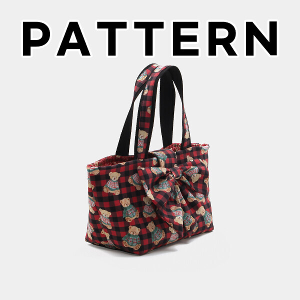 [바이핸즈] 퀼트도안 - 리본 베어체크 토트백