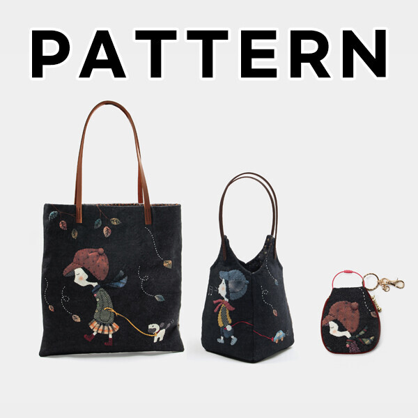 [바이핸즈] 퀼트도안 - 낭만소녀 & 로맨틱 가이 3종 세트 (에코백, 토트백, 키링)