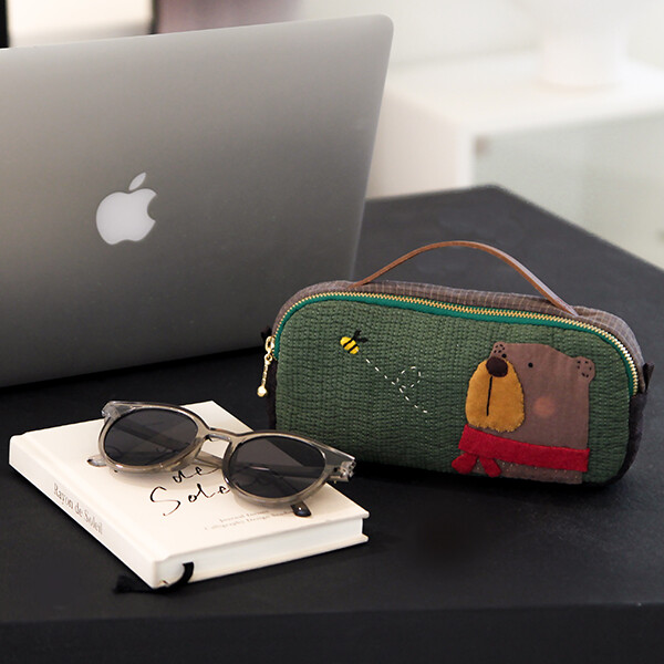 [바이핸즈] 퀼트패키지 소품 - 누빔 베어 핸들 파우치