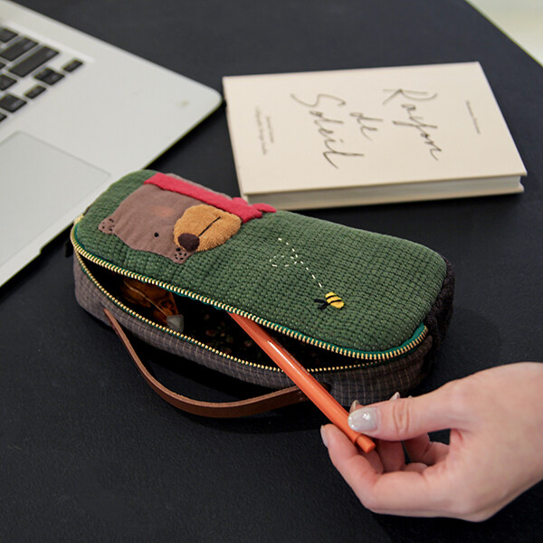 [바이핸즈] 퀼트패키지 소품 - 누빔 베어 핸들 파우치