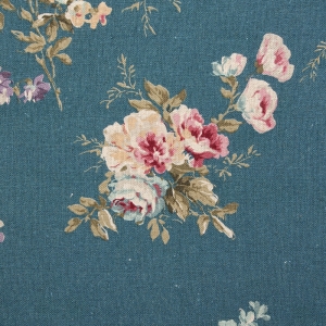 [유와] 대폭 빈티지 플로럴 부케 린넨 프린트원단 - 블루 (1/4yd) 449952-C (개)