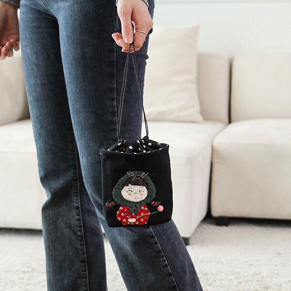 [바이핸즈] 퀼트패키지 소품 - 딸기소녀 스트링 파우치