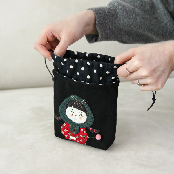 [바이핸즈] 퀼트패키지 소품 - 딸기소녀 스트링 파우치