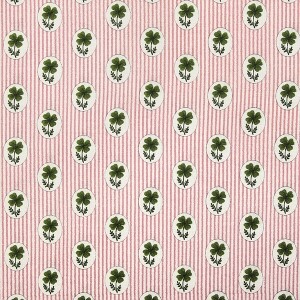 [코튼프린트] 대폭 네잎클로버 스트라이프 프린트원단 - 핑크 (1/2Yd)