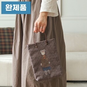 [바이핸즈] 퀼트완제품 가방 - 피싱베어 미니 가방 (핑크 브라운) (개)