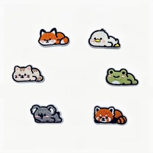 동물 캐릭터 접착식 자수 와펜 패치 6개 세트 (set)