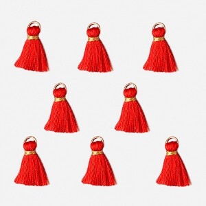 테슬 참장식 파츠 레드 2.4cm 10개 세트 (set)